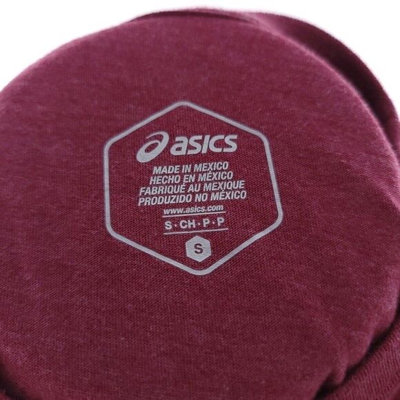 Asics Mens Sz Small Solid Burgundy Short Sleeve Crew Neck Active Gym T-shirt - Picture 5 of 6